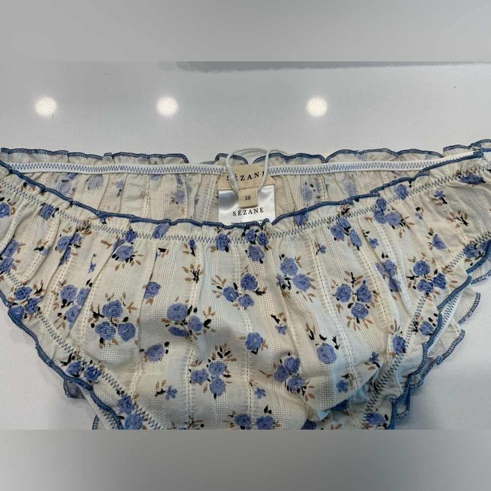 Sezane Blooming Pants in Blue Mini Rose - Picture 4 of 5